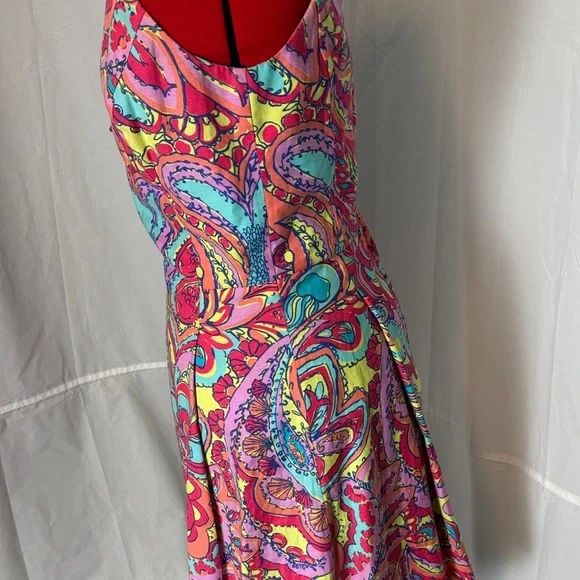 Lilly Pulitzer Vibrant Multicolor Paisley Dress with beaded neckline - Picture 9 of 12